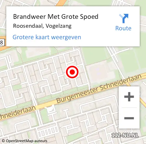 Locatie op kaart van de 112 melding: Brandweer Met Grote Spoed Naar Roosendaal, Vogelzang op 7 november 2018 09:50