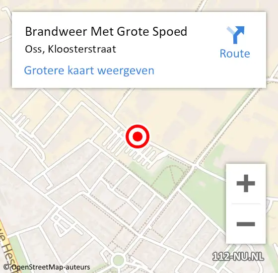 Locatie op kaart van de 112 melding: Brandweer Met Grote Spoed Naar Oss, Kloosterstraat op 7 november 2018 10:08