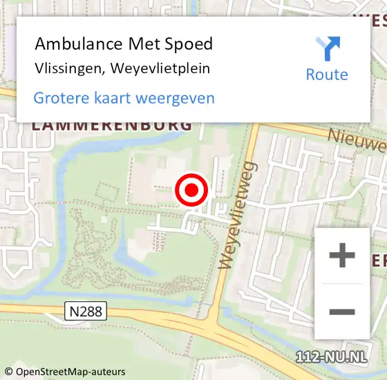 Locatie op kaart van de 112 melding: Ambulance Met Spoed Naar Vlissingen, Weyevlietplein op 7 november 2018 10:17