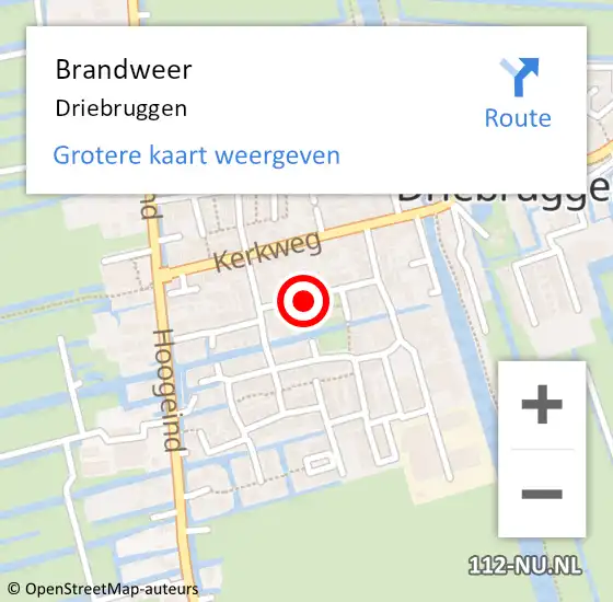 Locatie op kaart van de 112 melding: Brandweer Driebruggen op 7 november 2018 10:25