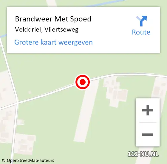 Locatie op kaart van de 112 melding: Brandweer Met Spoed Naar Velddriel, Vliertseweg op 7 november 2018 11:32