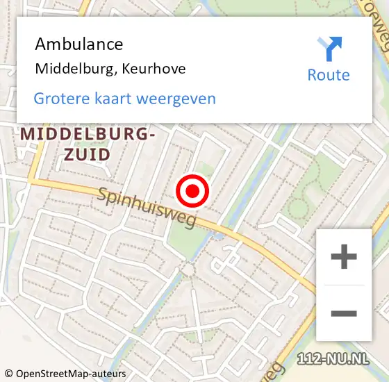 Locatie op kaart van de 112 melding: Ambulance Middelburg, Keurhove op 7 november 2018 11:40