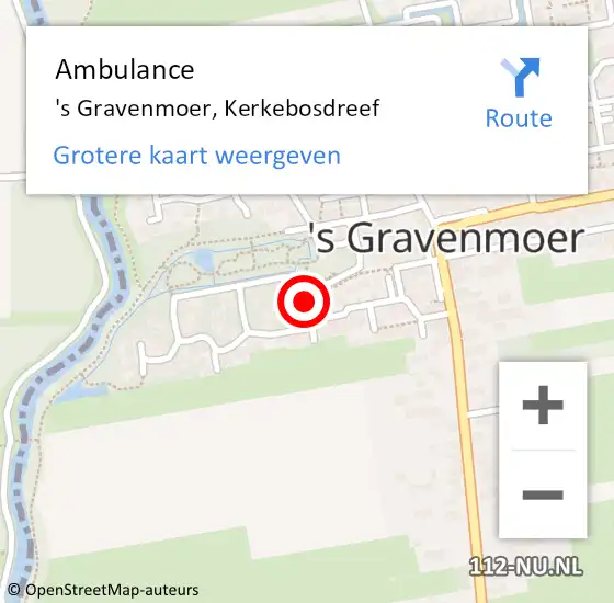 Locatie op kaart van de 112 melding: Ambulance 's Gravenmoer, Kerkebosdreef op 7 november 2018 11:54