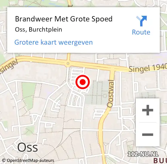 Locatie op kaart van de 112 melding: Brandweer Met Grote Spoed Naar Oss, Burchtplein op 7 november 2018 12:48