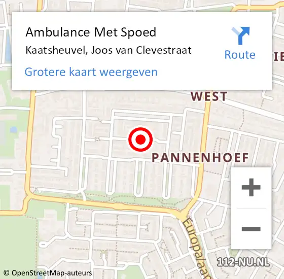 Locatie op kaart van de 112 melding: Ambulance Met Spoed Naar Kaatsheuvel, Joos van Clevestraat op 7 november 2018 13:46
