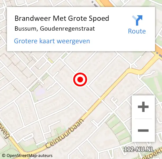 Locatie op kaart van de 112 melding: Brandweer Met Grote Spoed Naar Bussum, Goudenregenstraat op 7 november 2018 14:39