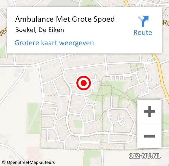 Locatie op kaart van de 112 melding: Ambulance Met Grote Spoed Naar Boekel, De Eiken op 7 november 2018 15:27