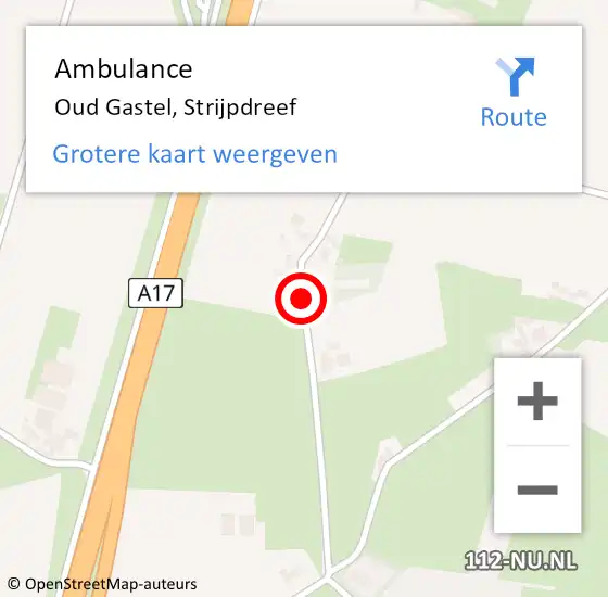 Locatie op kaart van de 112 melding: Ambulance Oud Gastel, Strijpdreef op 7 november 2018 15:27