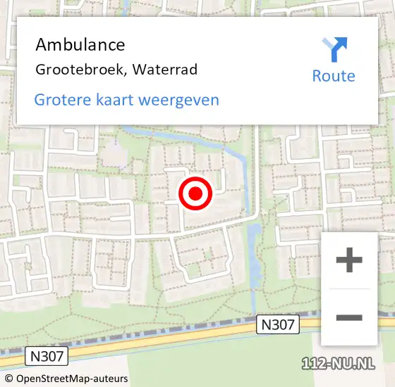 Locatie op kaart van de 112 melding: Ambulance Grootebroek, Waterrad op 7 november 2018 15:48