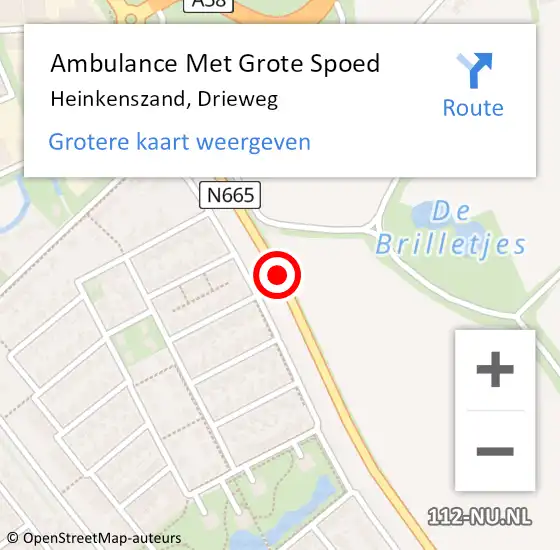 Locatie op kaart van de 112 melding: Ambulance Met Grote Spoed Naar Heinkenszand, Drieweg op 7 november 2018 15:48