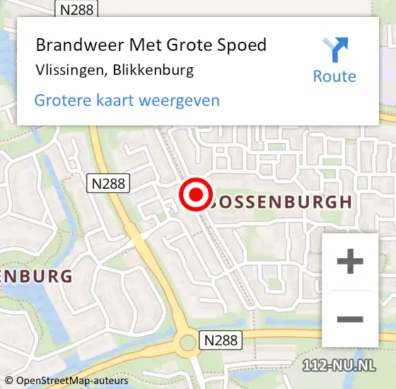 Locatie op kaart van de 112 melding: Brandweer Met Grote Spoed Naar Vlissingen, Blikkenburg op 7 november 2018 16:18