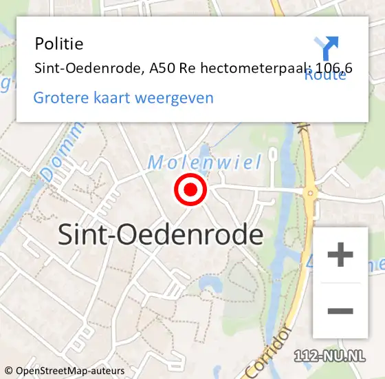 Locatie op kaart van de 112 melding: Politie Sint-Oedenrode, A50 Re hectometerpaal: 103,5 op 7 november 2018 16:35
