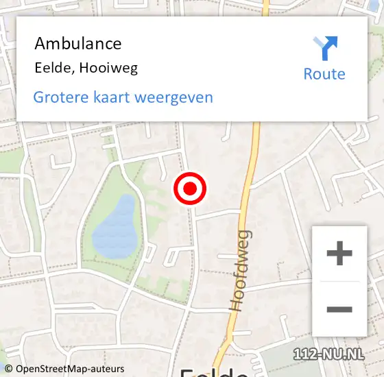 Locatie op kaart van de 112 melding: Ambulance Eelde, Hooiweg op 7 november 2018 17:57