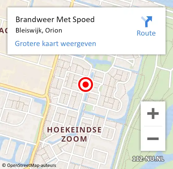 Locatie op kaart van de 112 melding: Brandweer Met Spoed Naar Bleiswijk, Orion op 7 november 2018 18:34