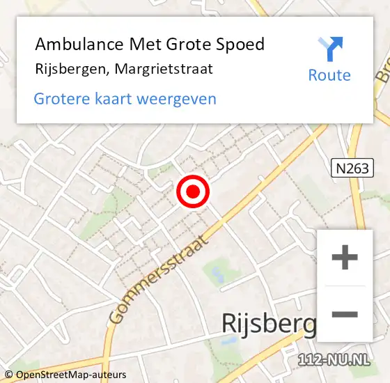 Locatie op kaart van de 112 melding: Ambulance Met Grote Spoed Naar Rijsbergen, Margrietstraat op 7 november 2018 19:25