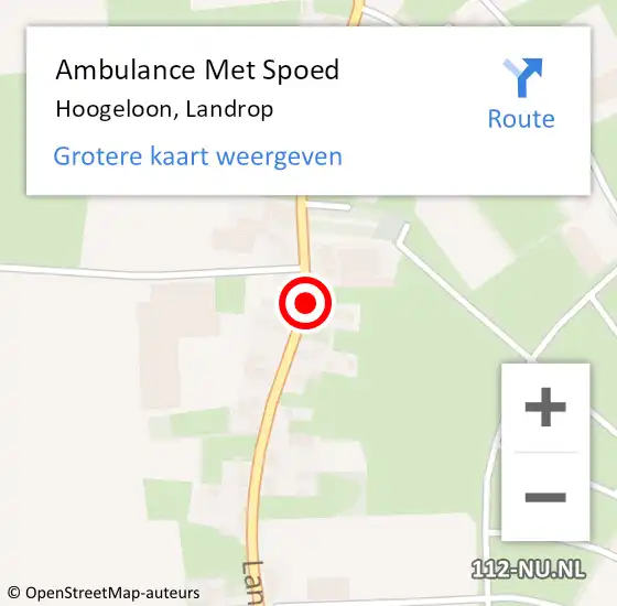 Locatie op kaart van de 112 melding: Ambulance Met Spoed Naar Hoogeloon, Landrop op 7 november 2018 20:00
