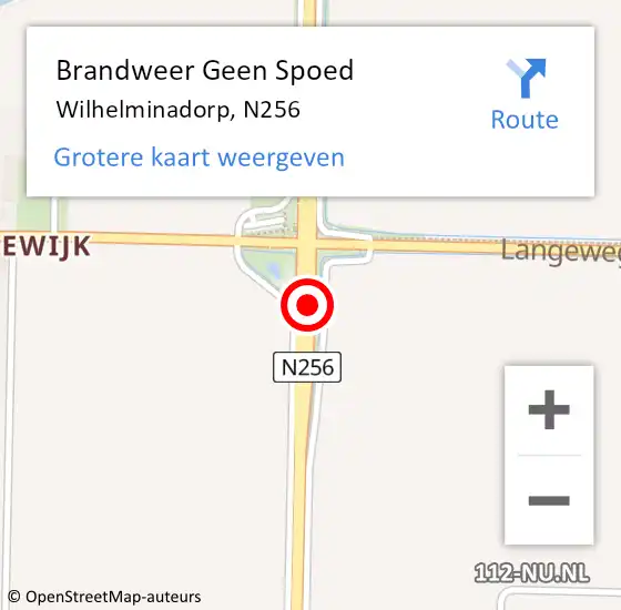 Locatie op kaart van de 112 melding: Brandweer Geen Spoed Naar Wilhelminadorp, N256 op 7 november 2018 20:36