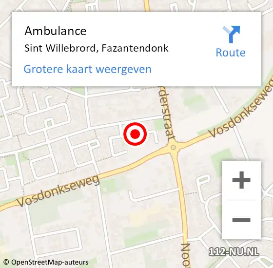 Locatie op kaart van de 112 melding: Ambulance Sint Willebrord, Fazantendonk op 7 november 2018 21:15