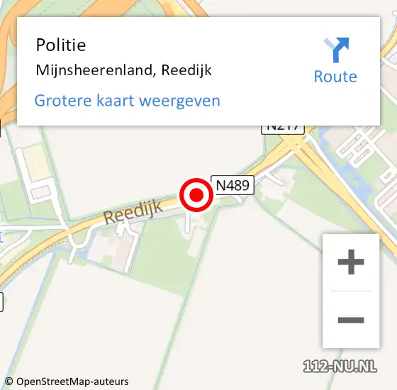 Locatie op kaart van de 112 melding: Politie Mijnsheerenland, Reedijk op 7 november 2018 21:54