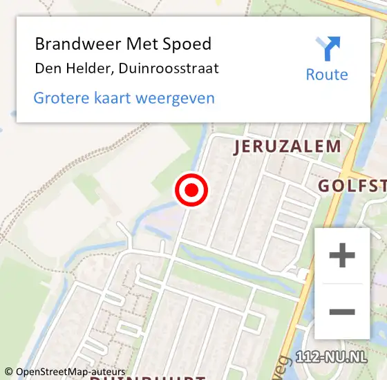 Locatie op kaart van de 112 melding: Brandweer Met Spoed Naar Den Helder, Duinroosstraat op 7 november 2018 22:12