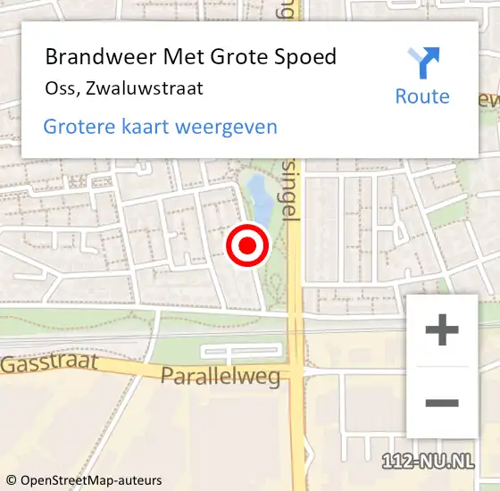 Locatie op kaart van de 112 melding: Brandweer Met Grote Spoed Naar Oss, Zwaluwstraat op 7 november 2018 22:30