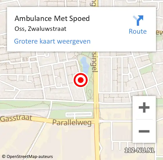 Locatie op kaart van de 112 melding: Ambulance Met Spoed Naar Oss, Zwaluwstraat op 7 november 2018 22:34