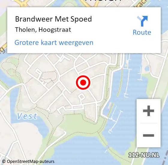 Locatie op kaart van de 112 melding: Brandweer Met Spoed Naar Tholen, Hoogstraat op 7 november 2018 23:24