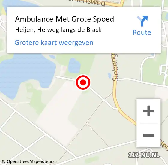 Locatie op kaart van de 112 melding: Ambulance Met Grote Spoed Naar Heijen, Heiweg Langs De Black op 7 november 2018 23:53