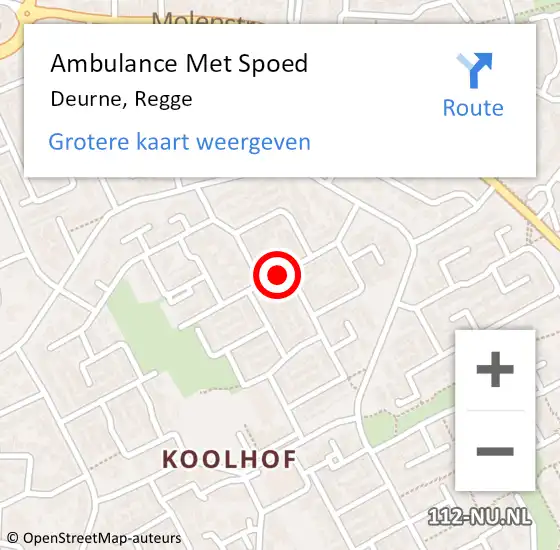 Locatie op kaart van de 112 melding: Ambulance Met Spoed Naar Deurne, Regge op 8 november 2018 02:43
