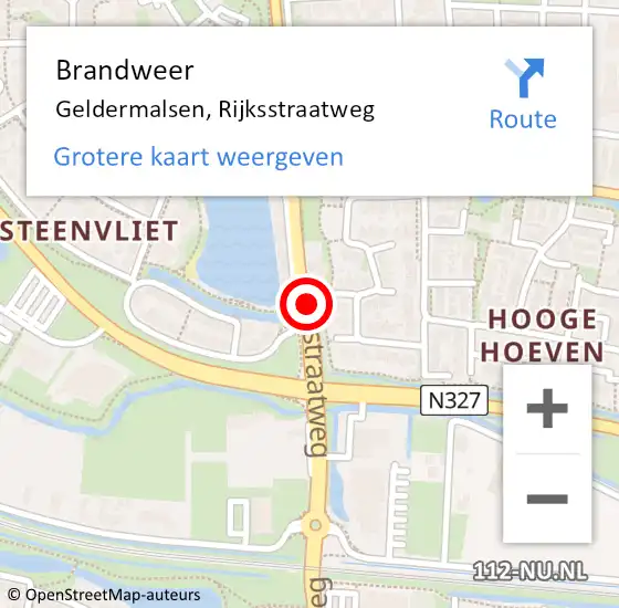 Locatie op kaart van de 112 melding: Brandweer Geldermalsen, Rijksstraatweg op 8 november 2018 03:07