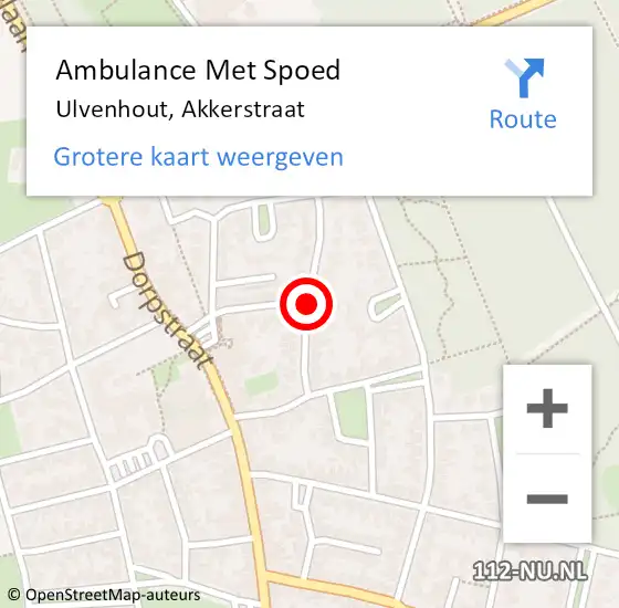 Locatie op kaart van de 112 melding: Ambulance Met Spoed Naar Ulvenhout, Akkerstraat op 8 november 2018 04:11