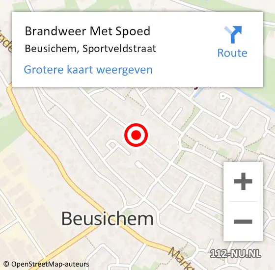 Locatie op kaart van de 112 melding: Brandweer Met Spoed Naar Beusichem, Sportveldstraat op 8 november 2018 05:30