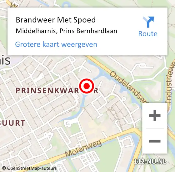 Locatie op kaart van de 112 melding: Brandweer Met Spoed Naar Middelharnis, Prins Bernhardlaan op 8 november 2018 06:45