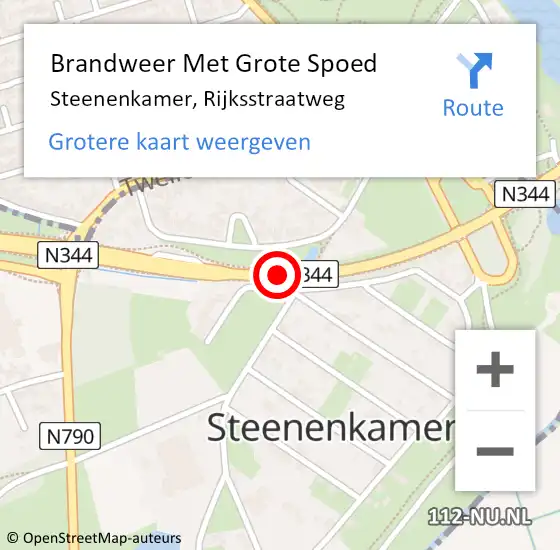 Locatie op kaart van de 112 melding: Brandweer Met Grote Spoed Naar Steenenkamer, Rijksstraatweg op 8 november 2018 06:51