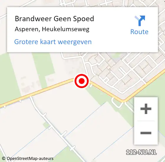 Locatie op kaart van de 112 melding: Brandweer Geen Spoed Naar Asperen, Heukelumseweg op 8 november 2018 07:32