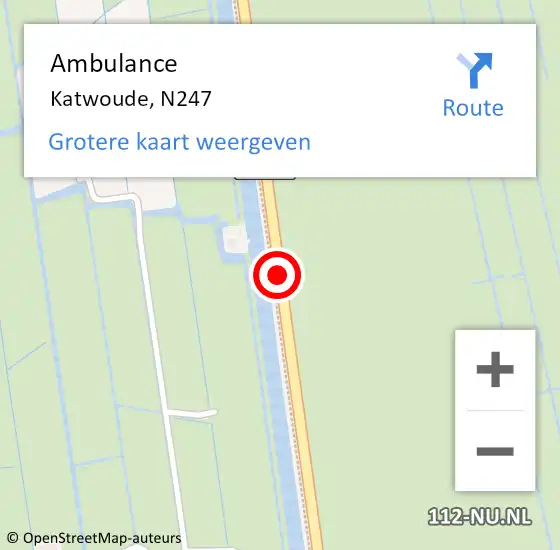 Locatie op kaart van de 112 melding: Ambulance Katwoude, N247 op 8 november 2018 08:18