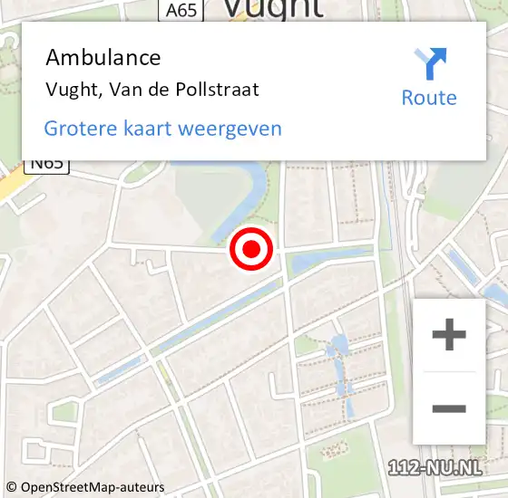 Locatie op kaart van de 112 melding: Ambulance Vught, Van de Pollstraat op 8 november 2018 09:07