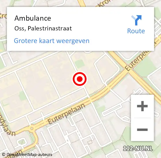 Locatie op kaart van de 112 melding: Ambulance Oss, Palestrinastraat op 8 november 2018 09:36