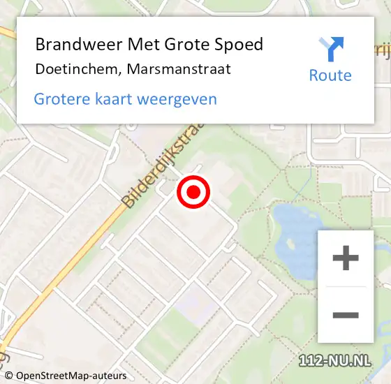 Locatie op kaart van de 112 melding: Brandweer Met Grote Spoed Naar Doetinchem, Marsmanstraat op 8 november 2018 09:49