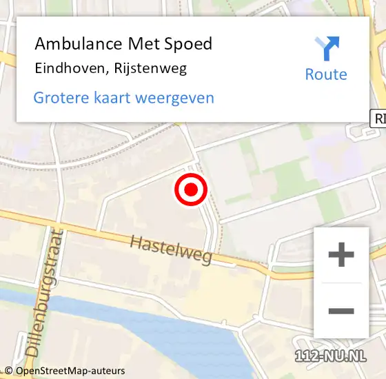 Locatie op kaart van de 112 melding: Ambulance Met Spoed Naar Eindhoven, Rijstenweg op 8 november 2018 09:49