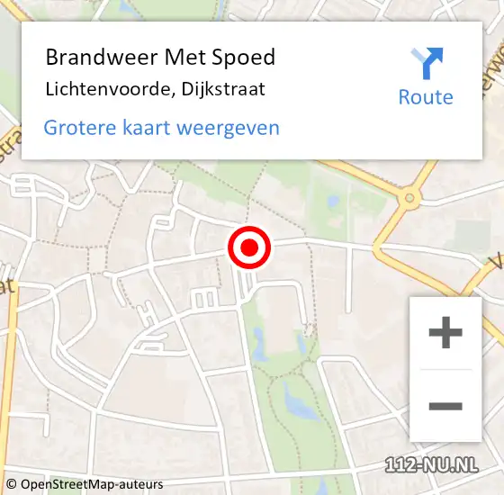 Locatie op kaart van de 112 melding: Brandweer Met Spoed Naar Lichtenvoorde, Dijkstraat op 14 maart 2014 02:13