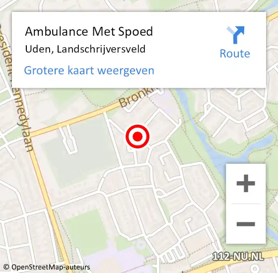 Locatie op kaart van de 112 melding: Ambulance Met Spoed Naar Uden, Landschrijversveld op 8 november 2018 10:18