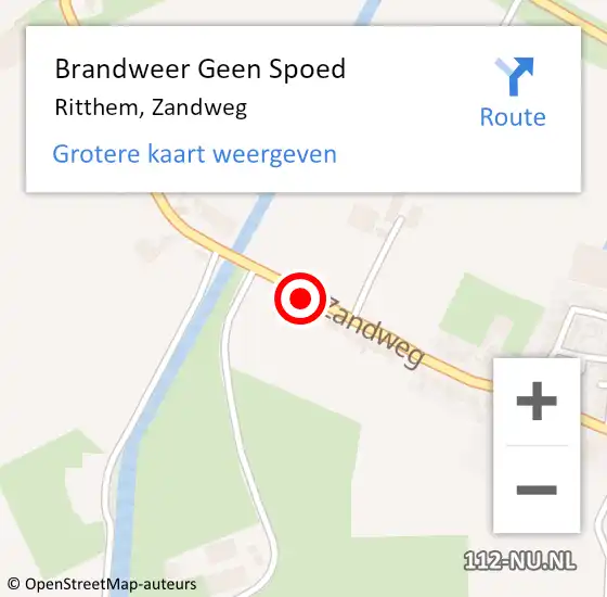 Locatie op kaart van de 112 melding: Brandweer Geen Spoed Naar Ritthem, Zandweg op 8 november 2018 10:50