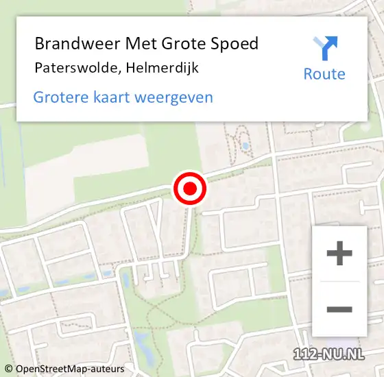 Locatie op kaart van de 112 melding: Brandweer Met Grote Spoed Naar Paterswolde, Helmerdijk op 8 november 2018 10:58