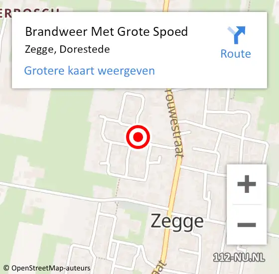 Locatie op kaart van de 112 melding: Brandweer Met Grote Spoed Naar Zegge, Dorestede op 8 november 2018 11:21