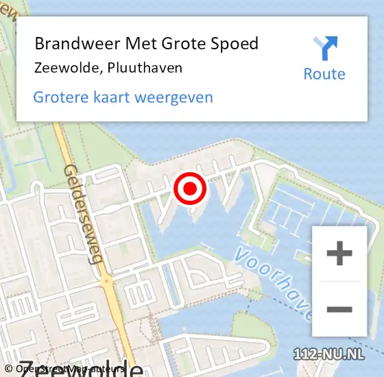 Locatie op kaart van de 112 melding: Brandweer Met Grote Spoed Naar Zeewolde, Pluuthaven op 8 november 2018 11:24