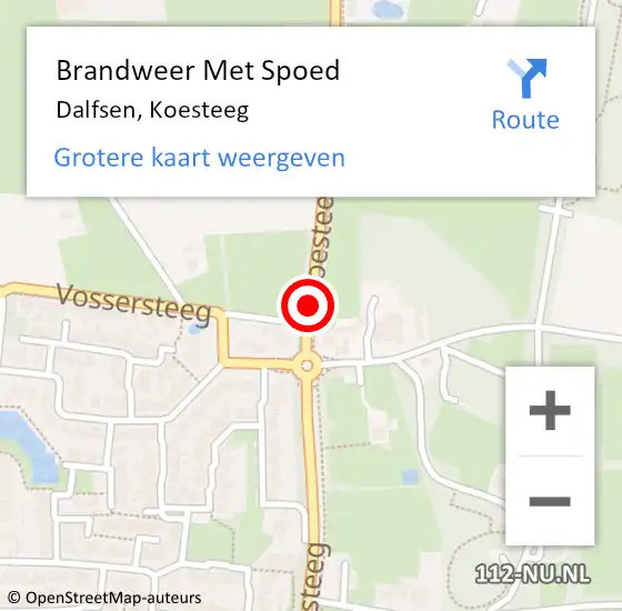 Locatie op kaart van de 112 melding: Brandweer Met Spoed Naar Dalfsen, Koesteeg op 8 november 2018 11:36