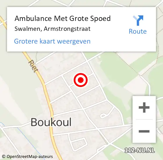 Locatie op kaart van de 112 melding: Ambulance Met Grote Spoed Naar Swalmen, Armstrongstraat op 8 november 2018 11:37