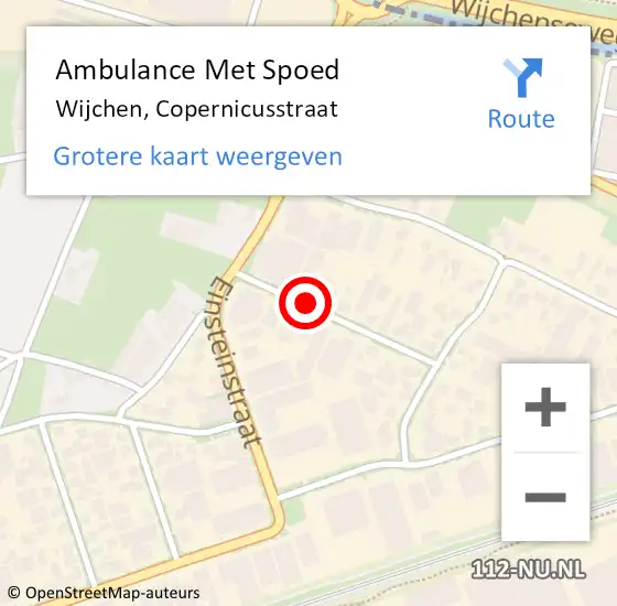 Locatie op kaart van de 112 melding: Ambulance Met Spoed Naar Wijchen, Copernicusstraat op 8 november 2018 11:37