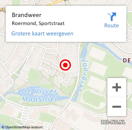 Locatie op kaart van de 112 melding: Brandweer Roermond, Sportstraat op 8 november 2018 11:56